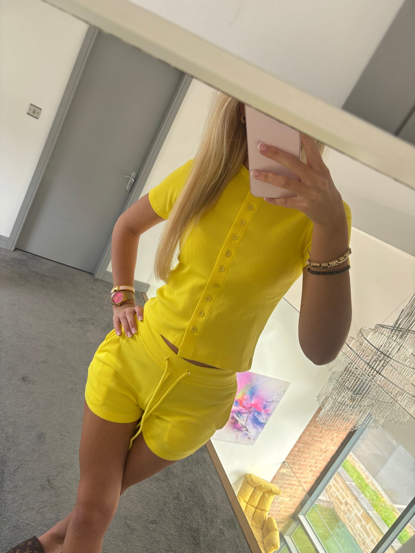 SLEEVELESS BUTTON UP LOUNGE SHORT SET