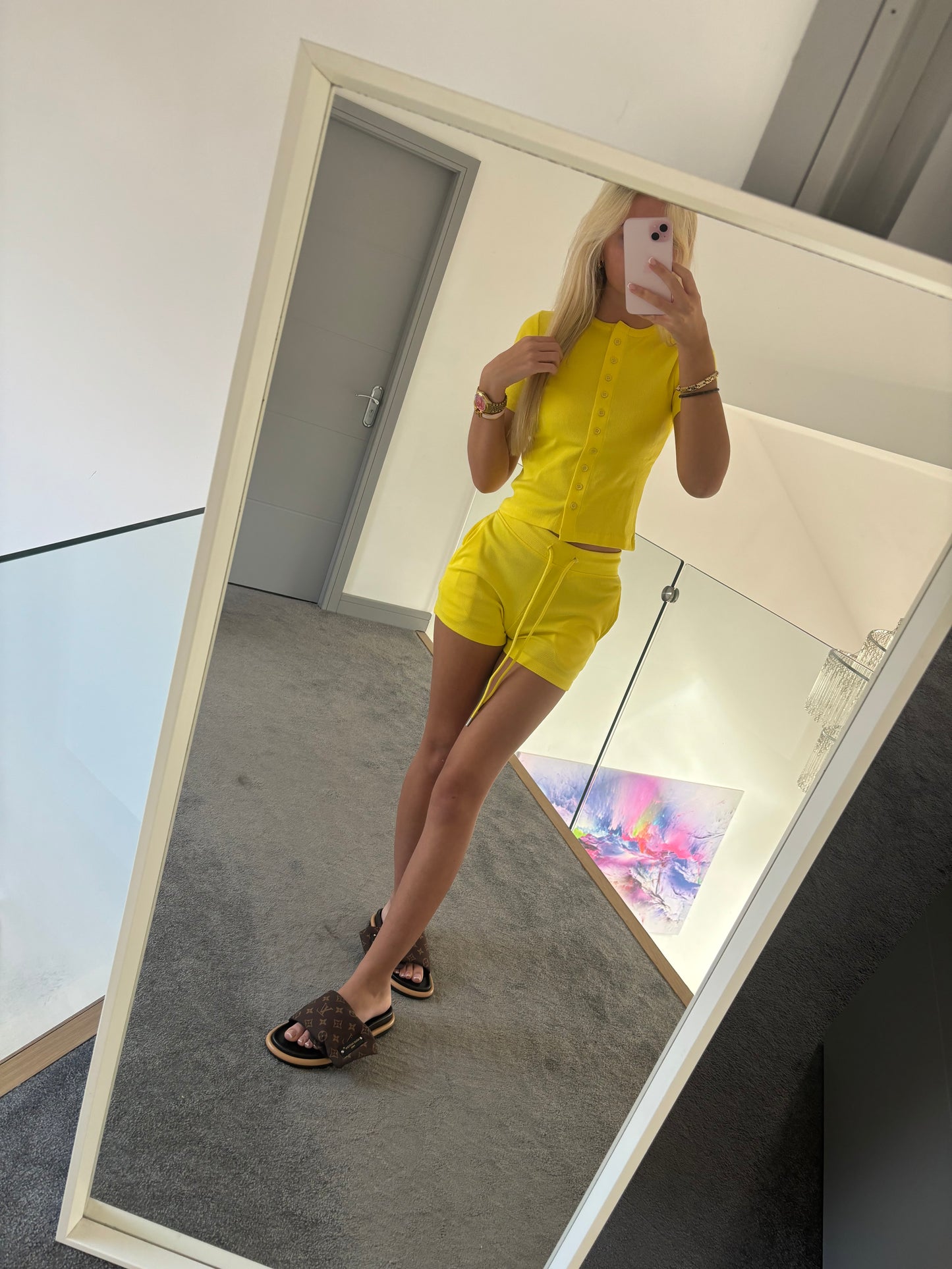 SLEEVELESS BUTTON UP LOUNGE SHORT SET