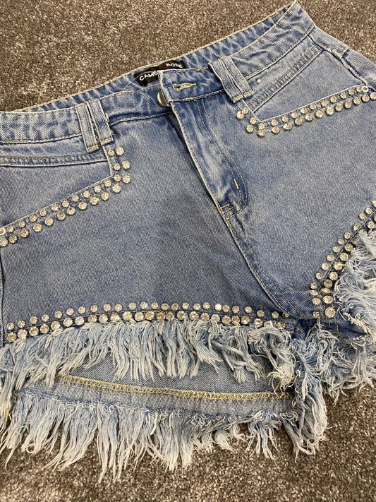 DIAMANTÉ DENIMN SHORTS